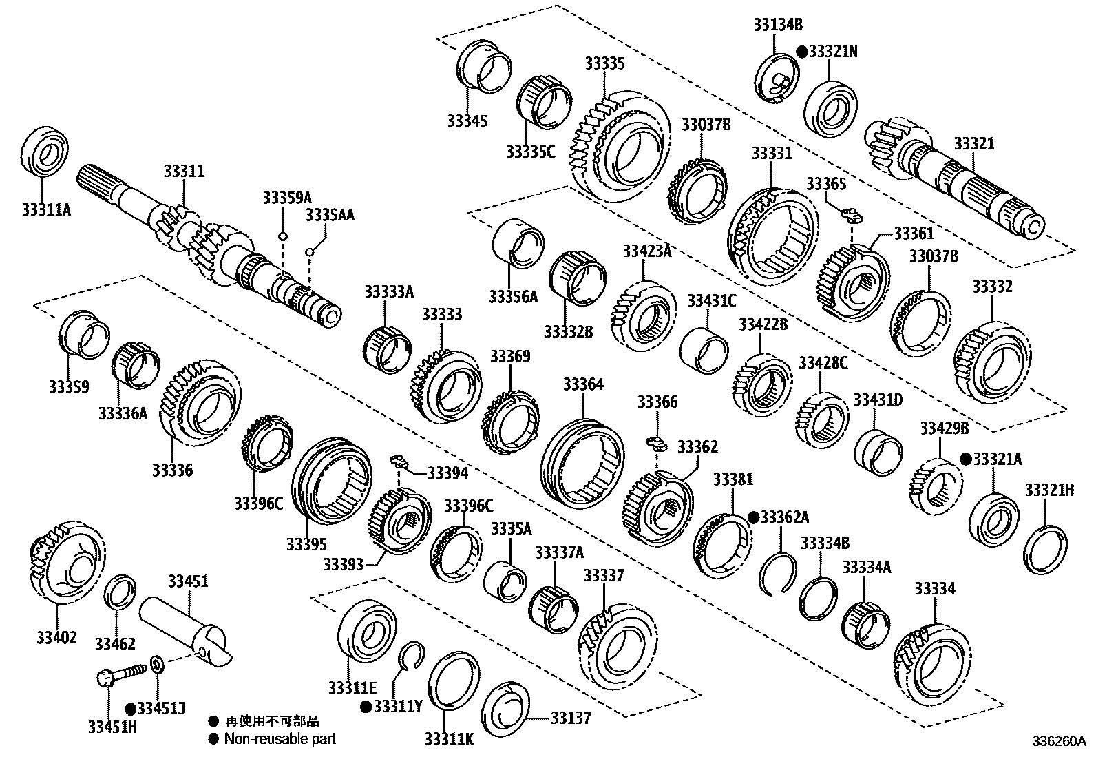 Toyota COROLLA 变速器齿轮(MTM) EPC diagram — 336260A
