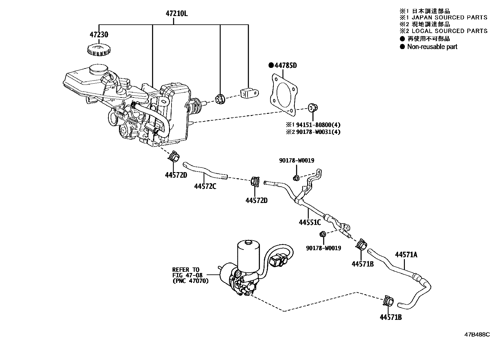 Toyota COROLLA 制动总泵 EPC diagram — 47B488C