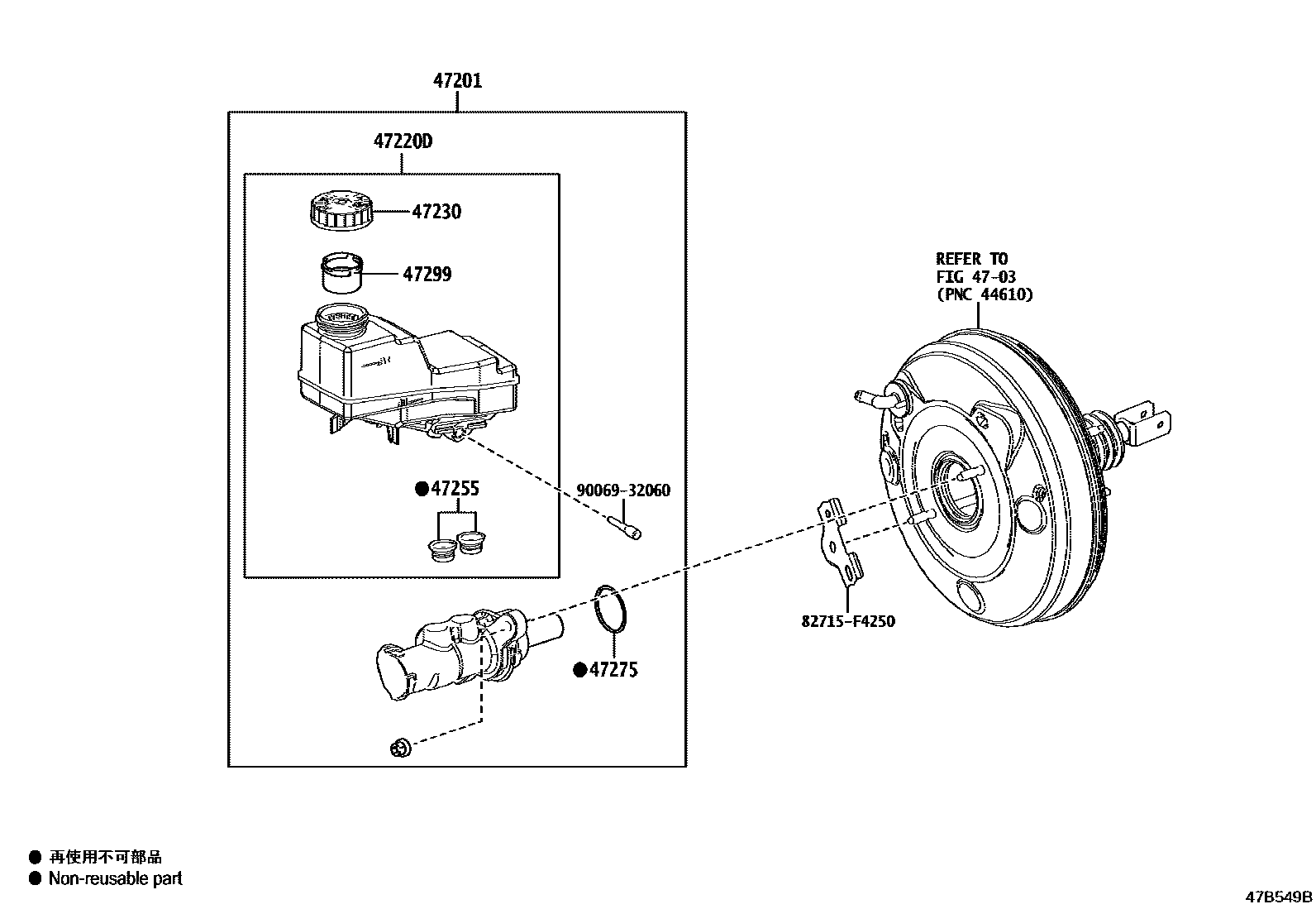 Toyota COROLLA 制动总泵 EPC diagram — 47B549B