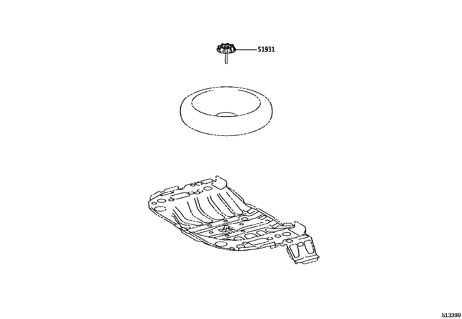 Toyota COROLLA Spare tire rack EPC diagram — 513399