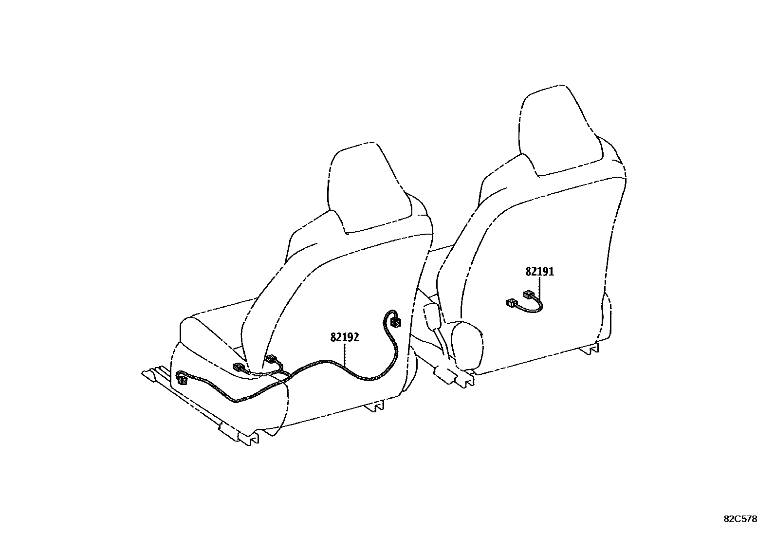 Toyota COROLLA 线束和卡夹 EPC diagram — 82C578
