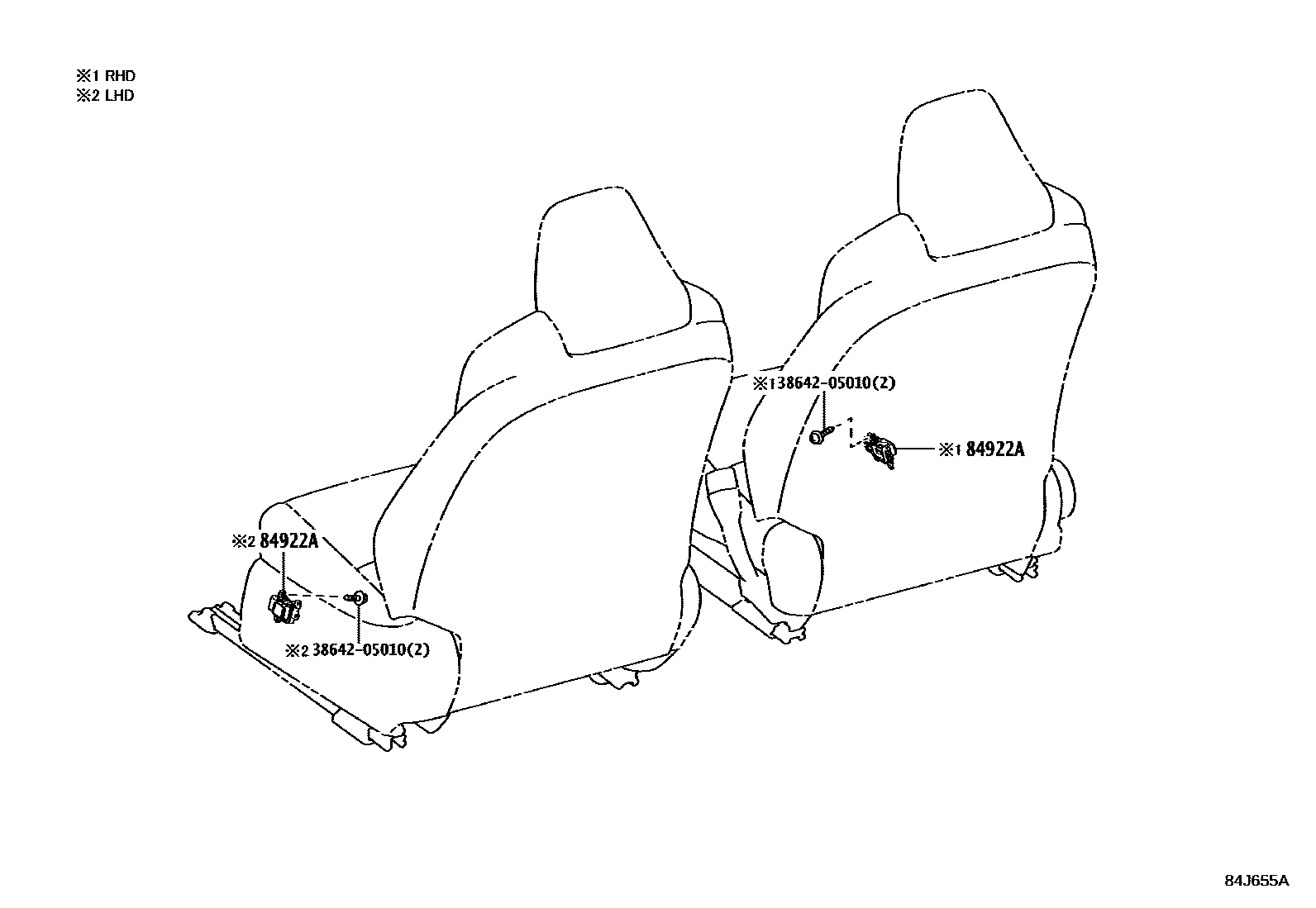 Toyota COROLLA 开关和继电器和ECU EPC diagram — 84J655A