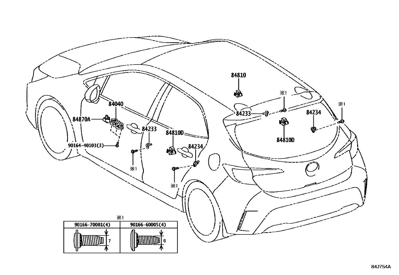 Toyota COROLLA 开关和继电器和ECU EPC diagram — 84J754A