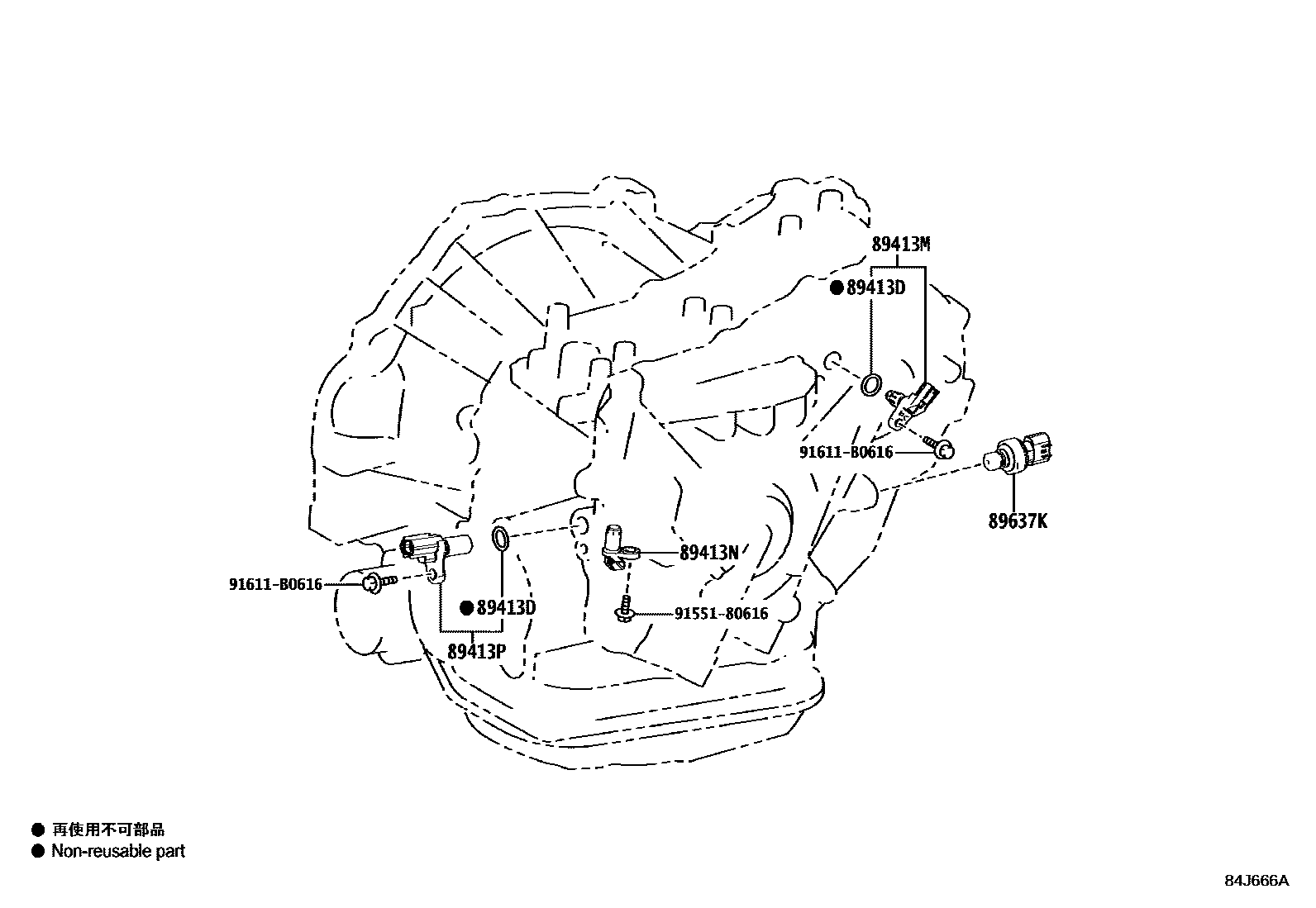 Toyota COROLLA 超速档和电子控制变速器 EPC diagram — 84J666A