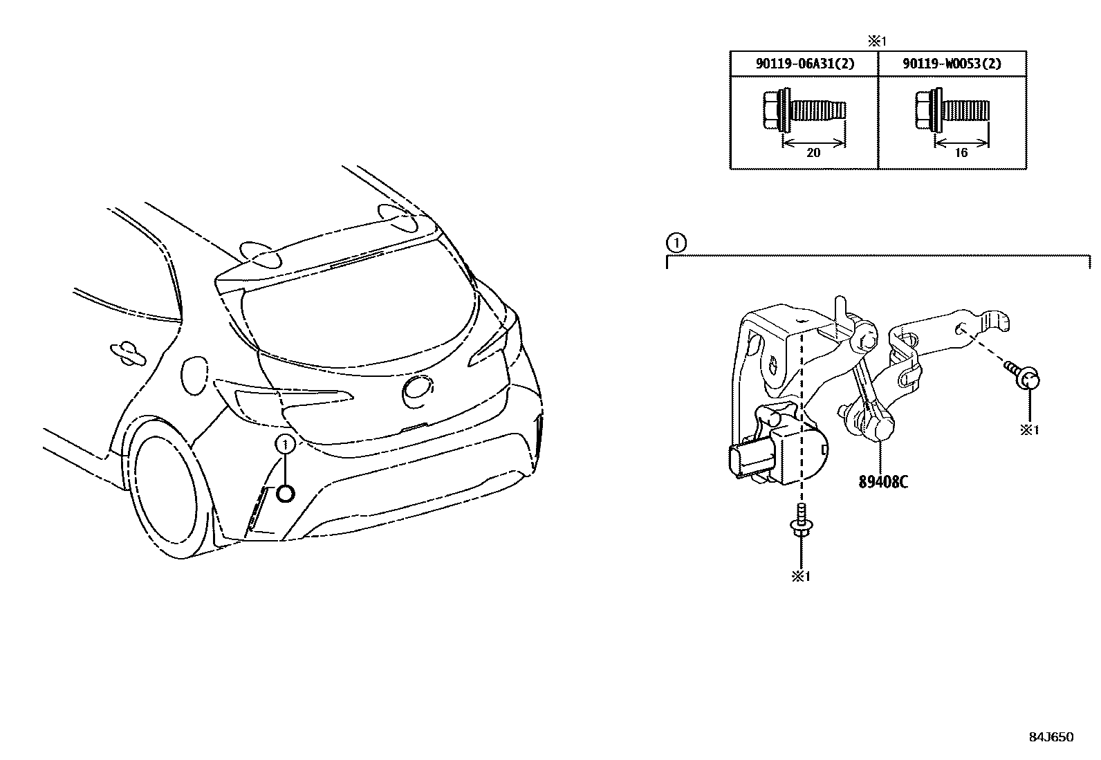 Toyota COROLLA 电子高度控制 EPC diagram — 84J650