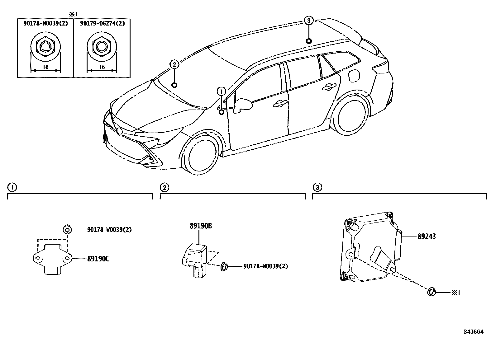 Toyota COROLLA 电子调节悬架 EPC diagram — 84J664