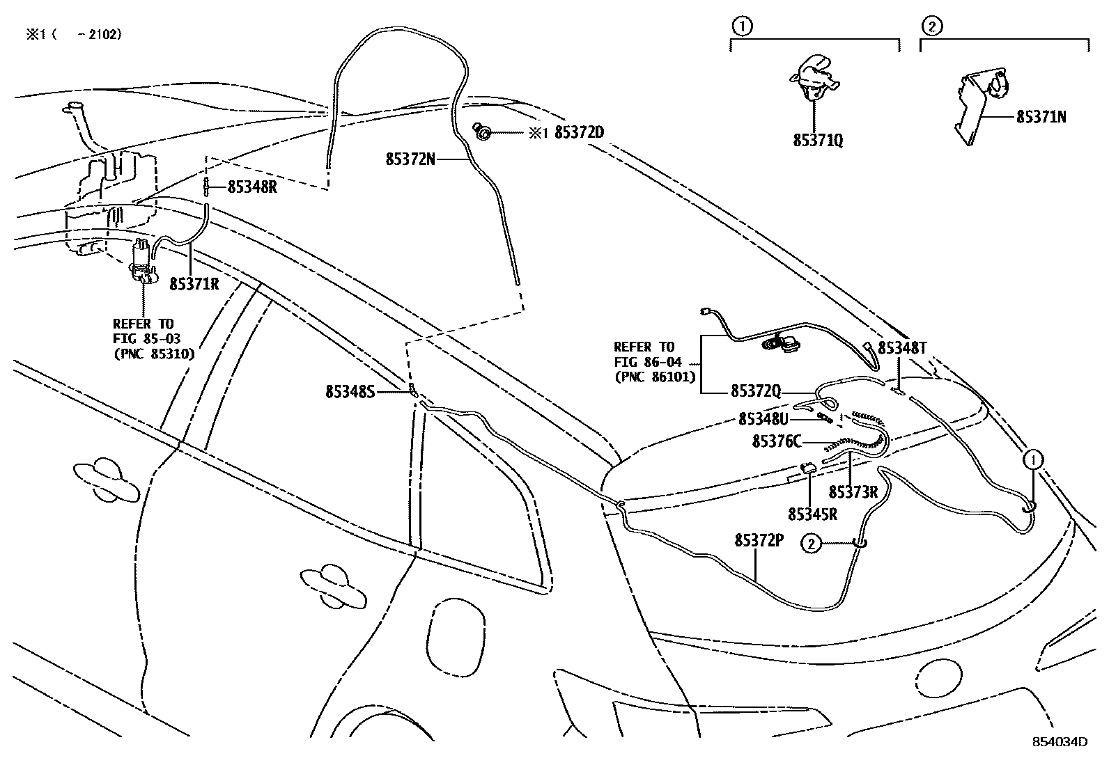 Toyota COROLLA 后清洗器 EPC diagram — 854034D