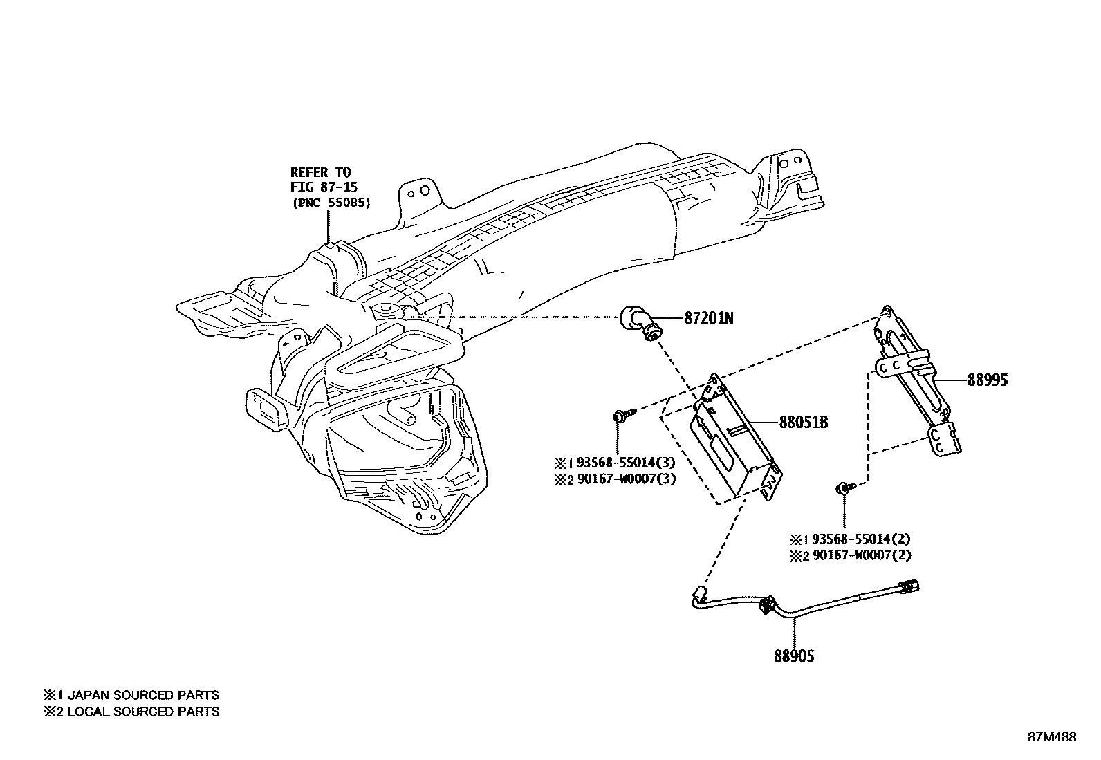 Toyota COROLLA 空气净化器或离子发生器 EPC diagram — 87M488