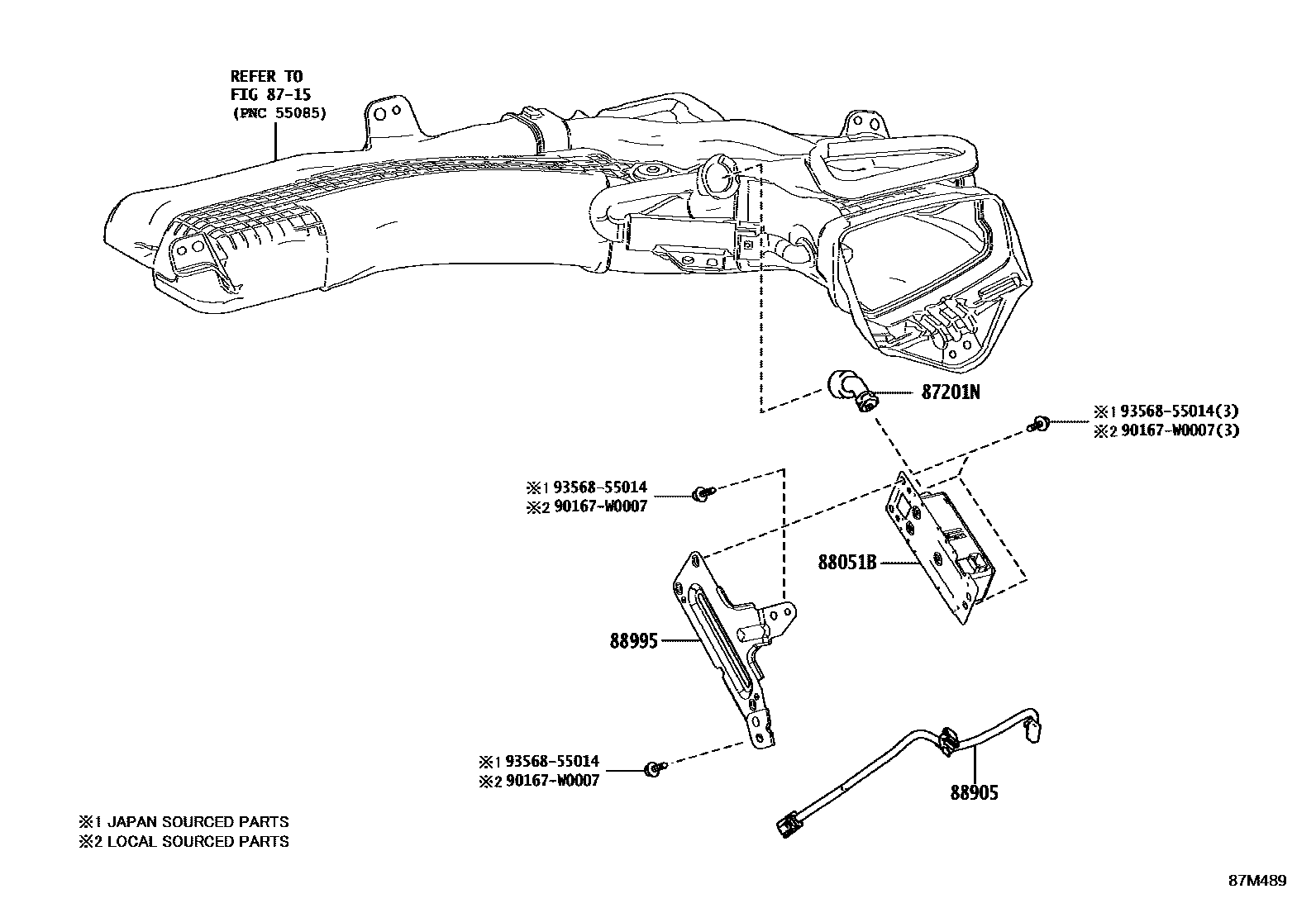 Toyota COROLLA 空气净化器或离子发生器 EPC diagram — 87M489