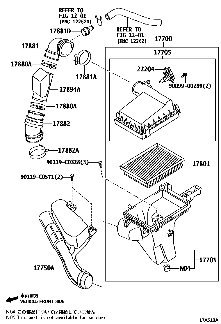 Toyota COROLLA Air Cleaner EPC diagram — 17A518A