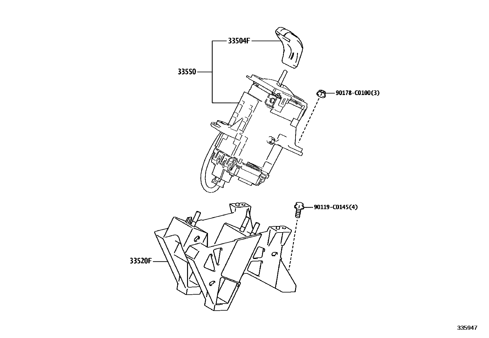 Toyota COROLLA Shift Lever & Retainer EPC diagram — 335947