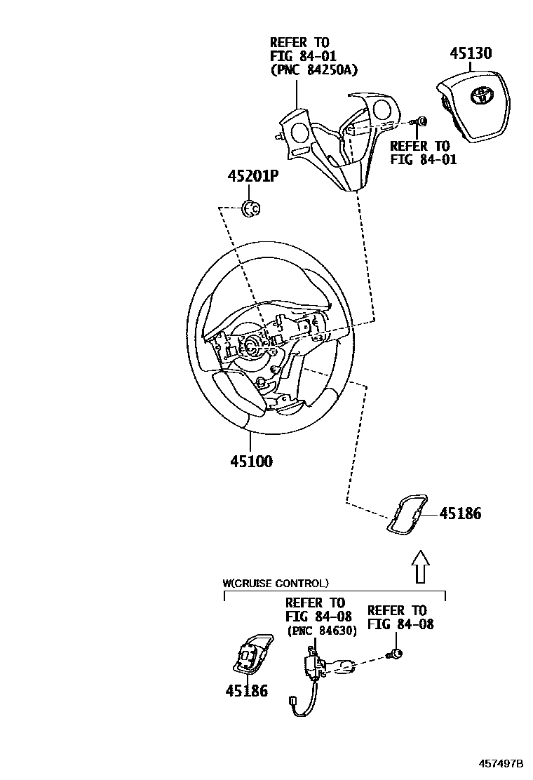 Toyota COROLLA Steering Wheel EPC diagram — 457497B