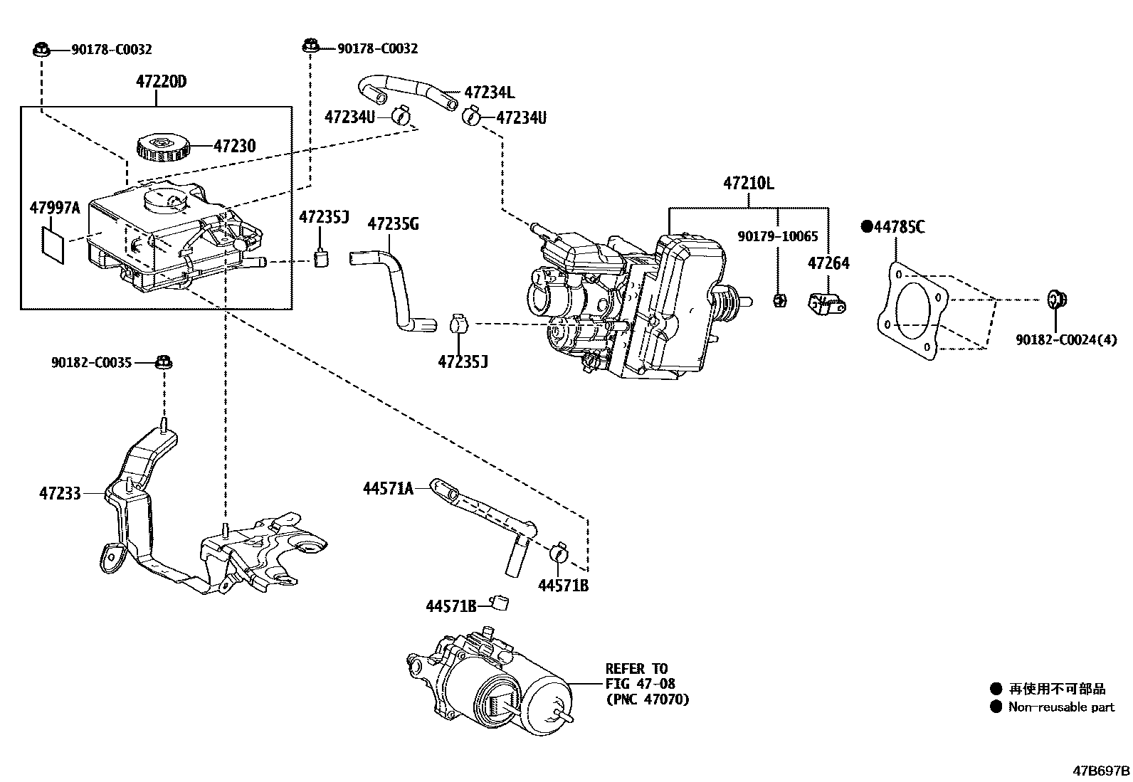 Toyota COROLLA 制动总泵 EPC diagram — 47B697B