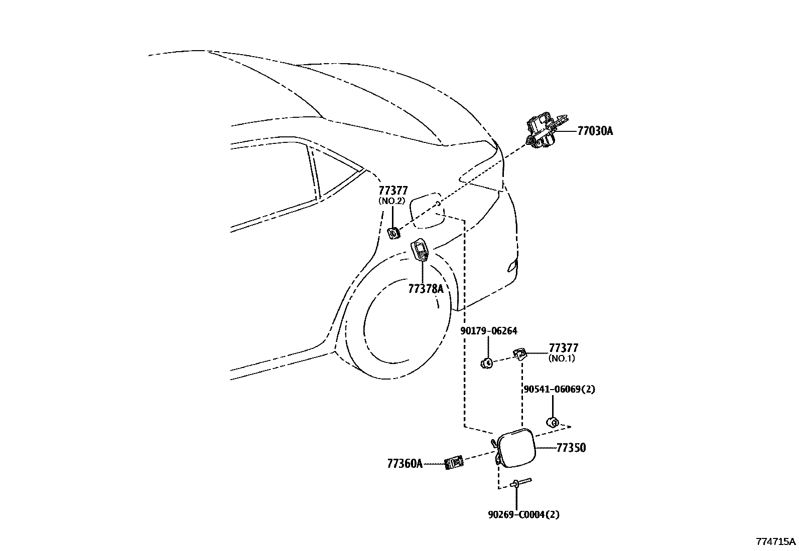 Toyota COROLLA 燃油箱和燃油管 EPC diagram — 774715A