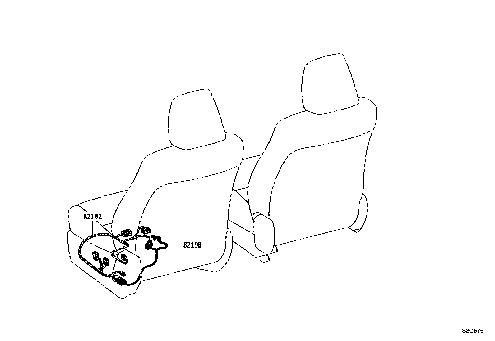 Toyota COROLLA 线束和卡夹 EPC diagram — 82C675