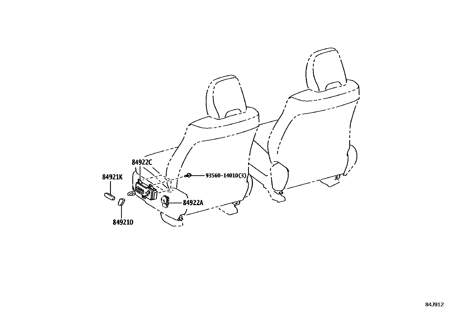 Toyota COROLLA 开关和继电器和ECU EPC diagram — 84J912