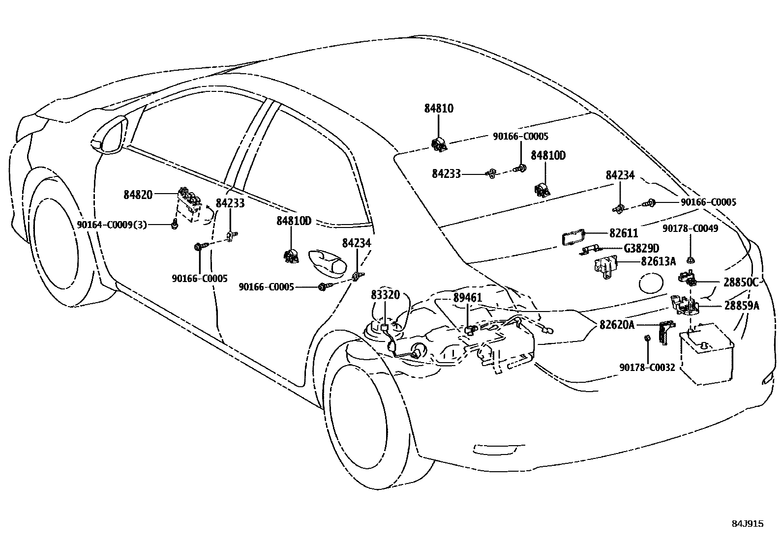 Toyota COROLLA 开关和继电器和ECU EPC diagram — 84J915