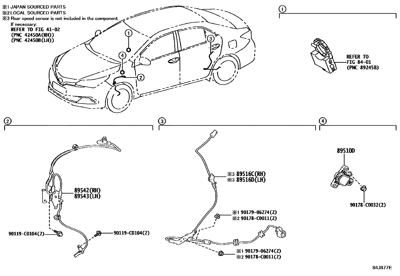 Toyota COROLLA ABS 和 VSC EPC diagram — 84J877E
