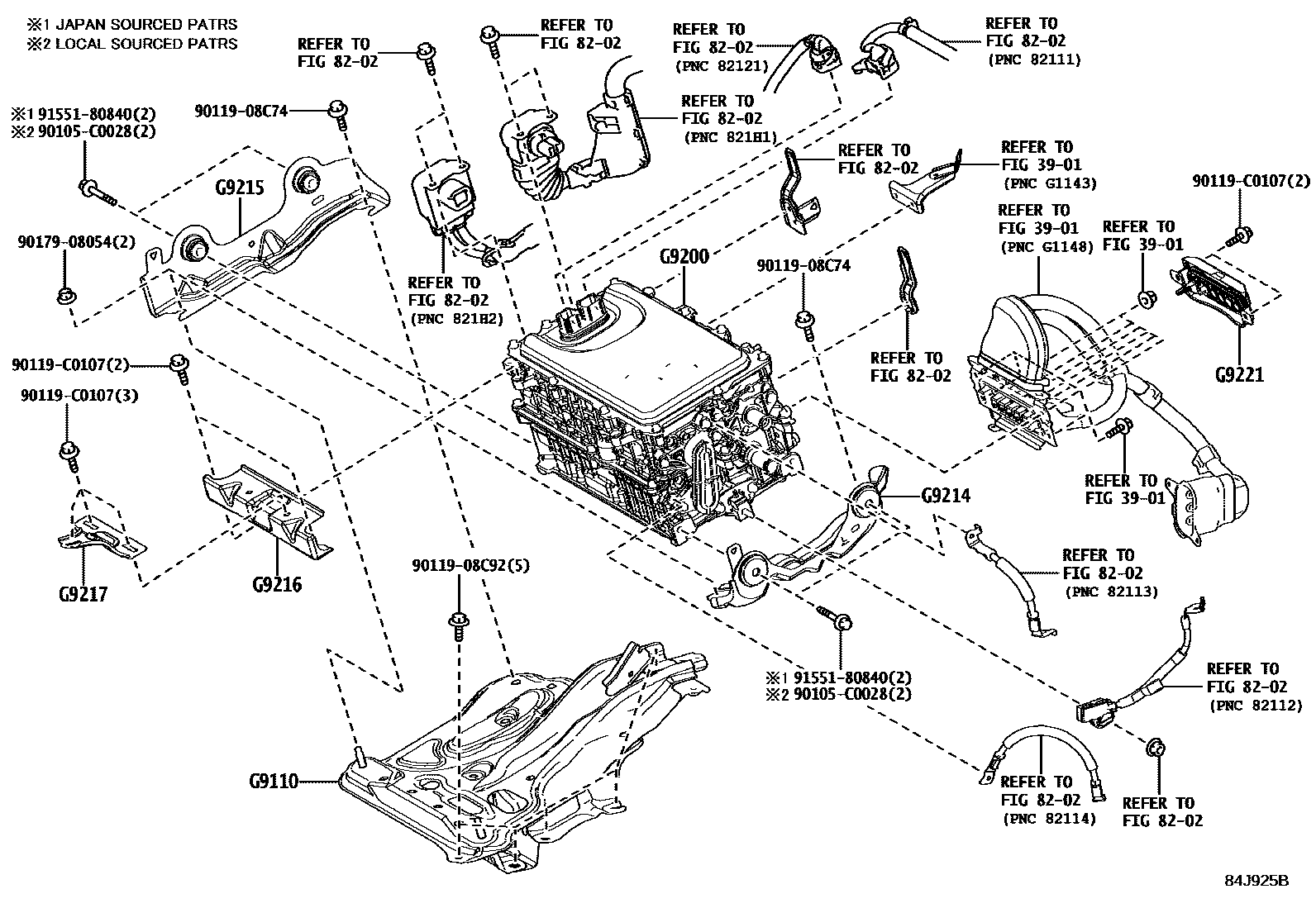 Toyota COROLLA HEV 逆变器 EPC diagram — 84J925B