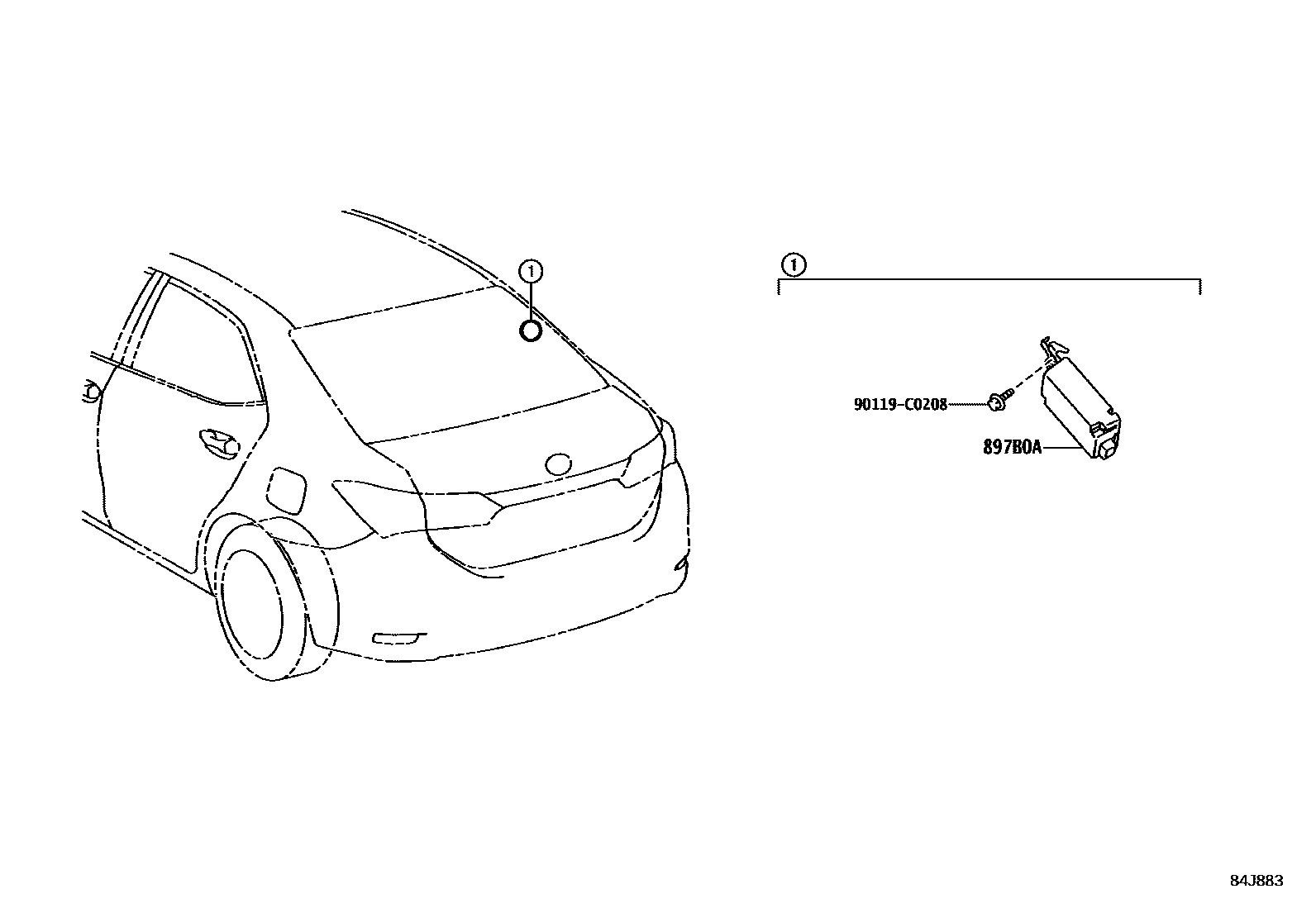 Toyota COROLLA 轮胎压力警告系统 EPC diagram — 84J883