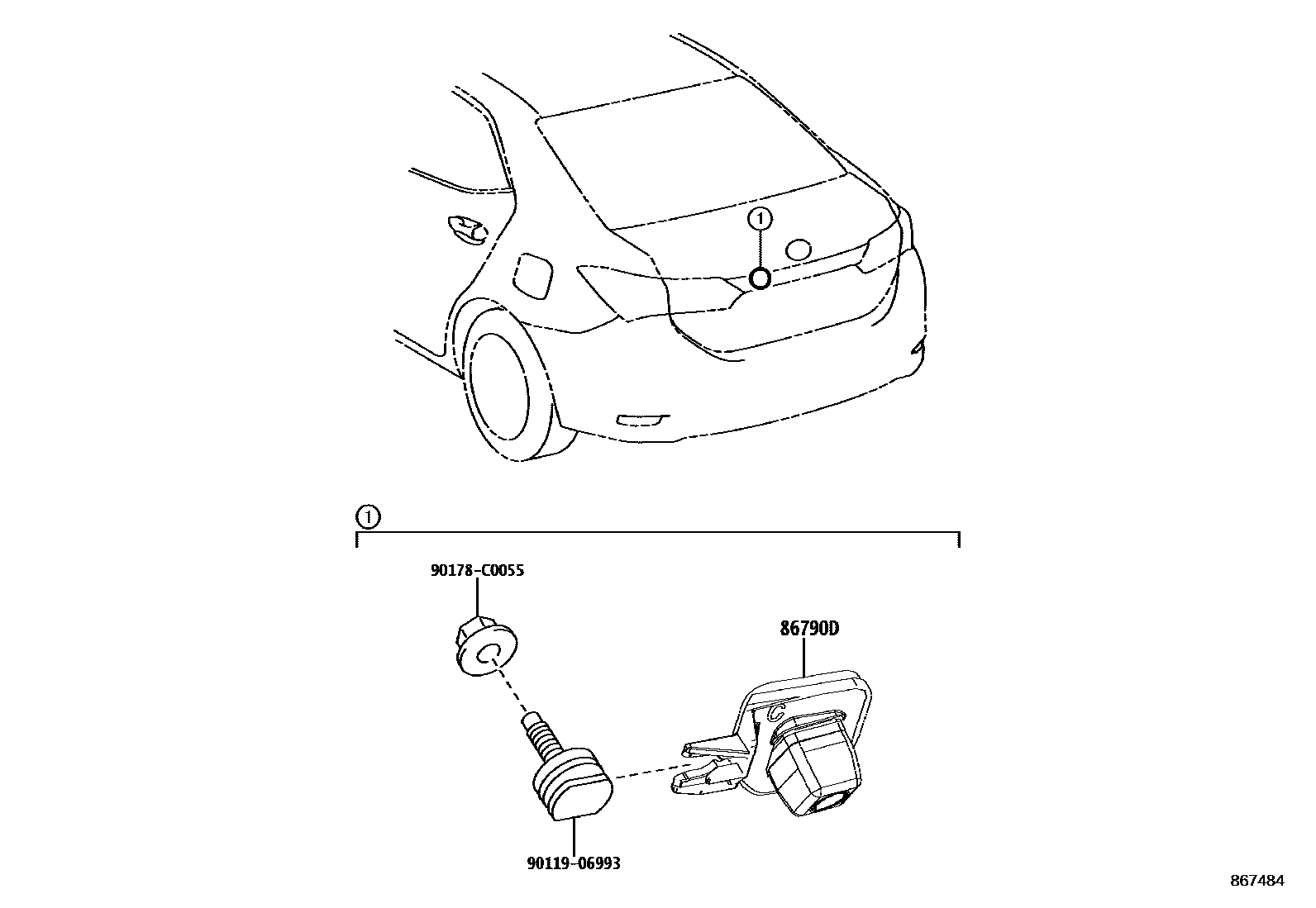 Toyota COROLLA 倒车影像和摄像头 EPC diagram — 867484