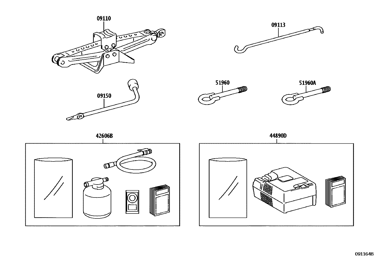 Toyota COROLLA Standard Tools EPC diagram — 091164B