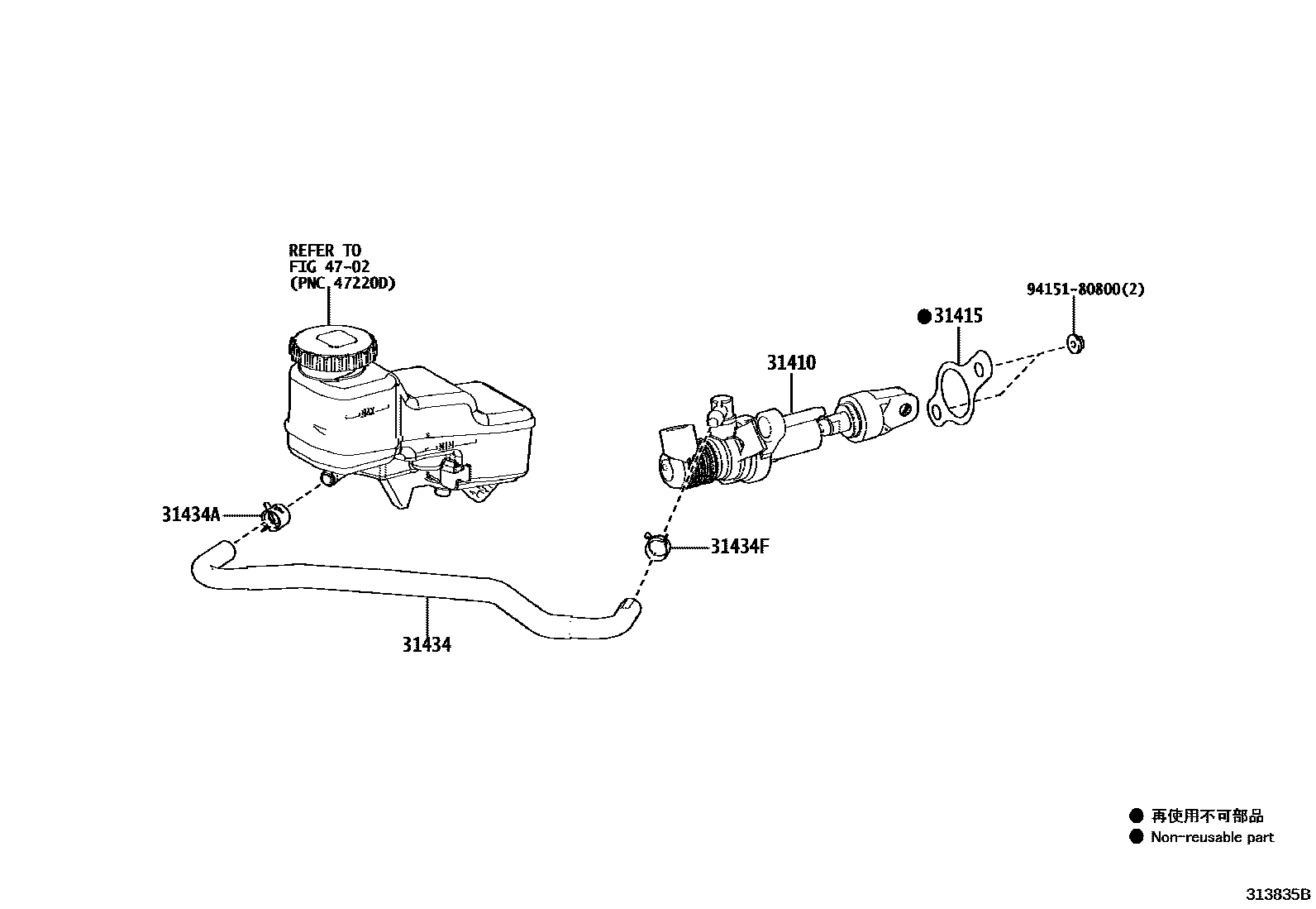 Toyota COROLLA 离合器总泵 EPC diagram — 313835B