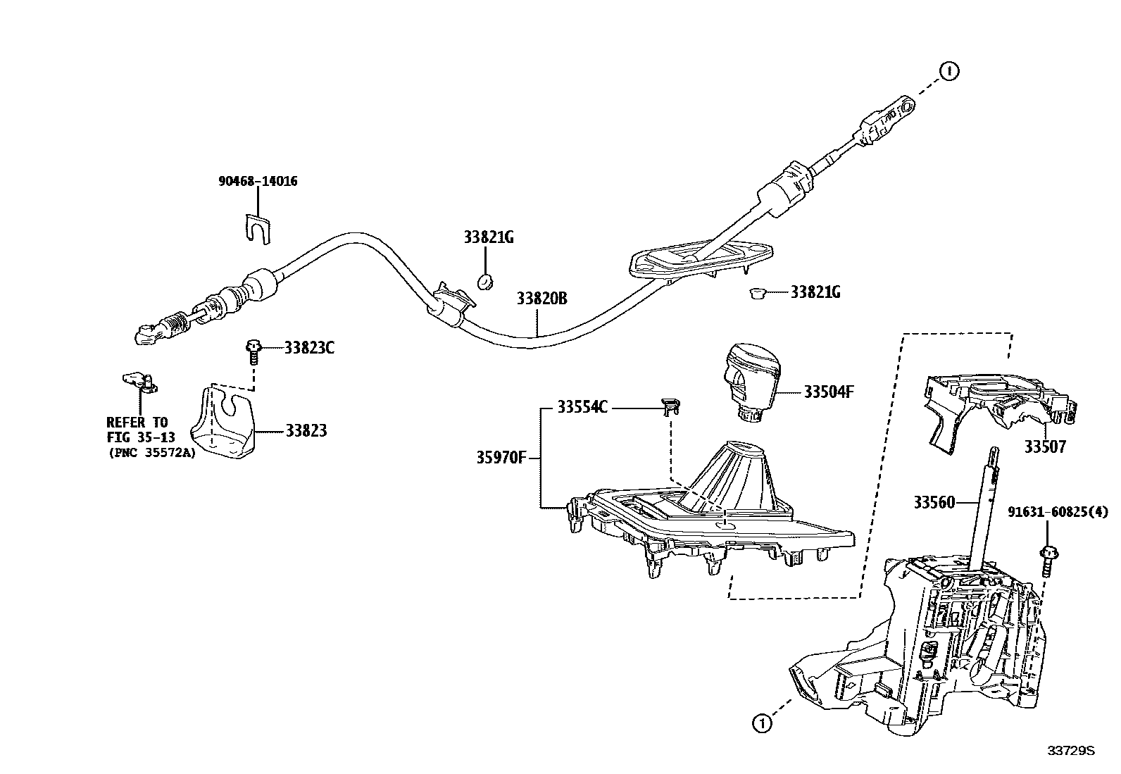 Toyota COROLLA Shift Lever & Retainer EPC diagram — 33729S