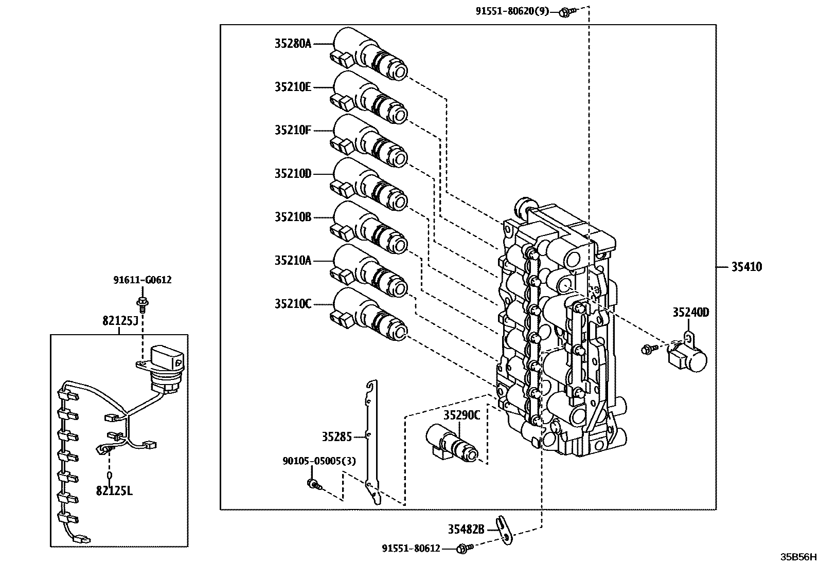 Toyota COROLLA 阀体和滤油网(ATM) EPC diagram — 35B56H