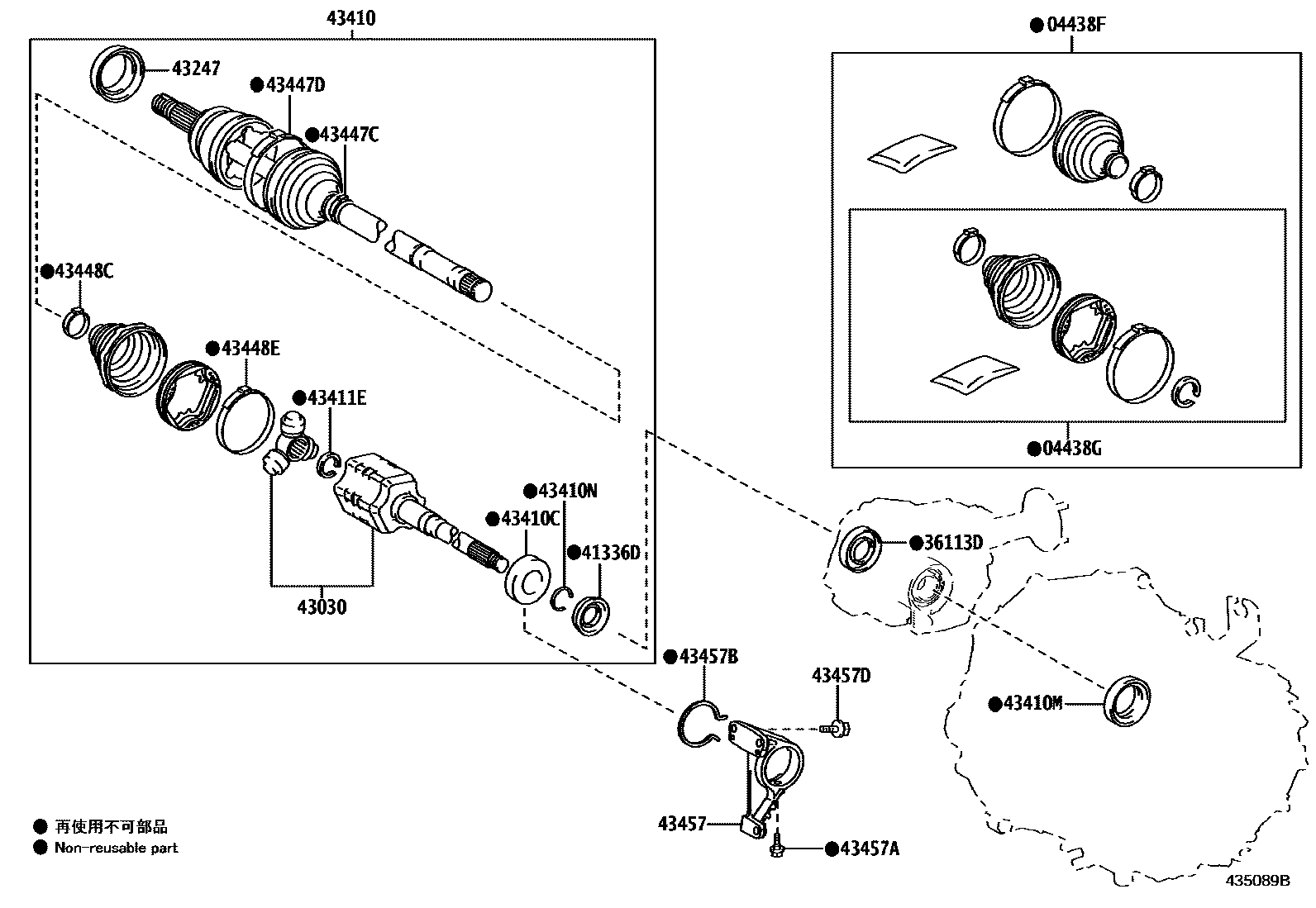 Toyota COROLLA Front Drive Shaft EPC diagram — 435089B