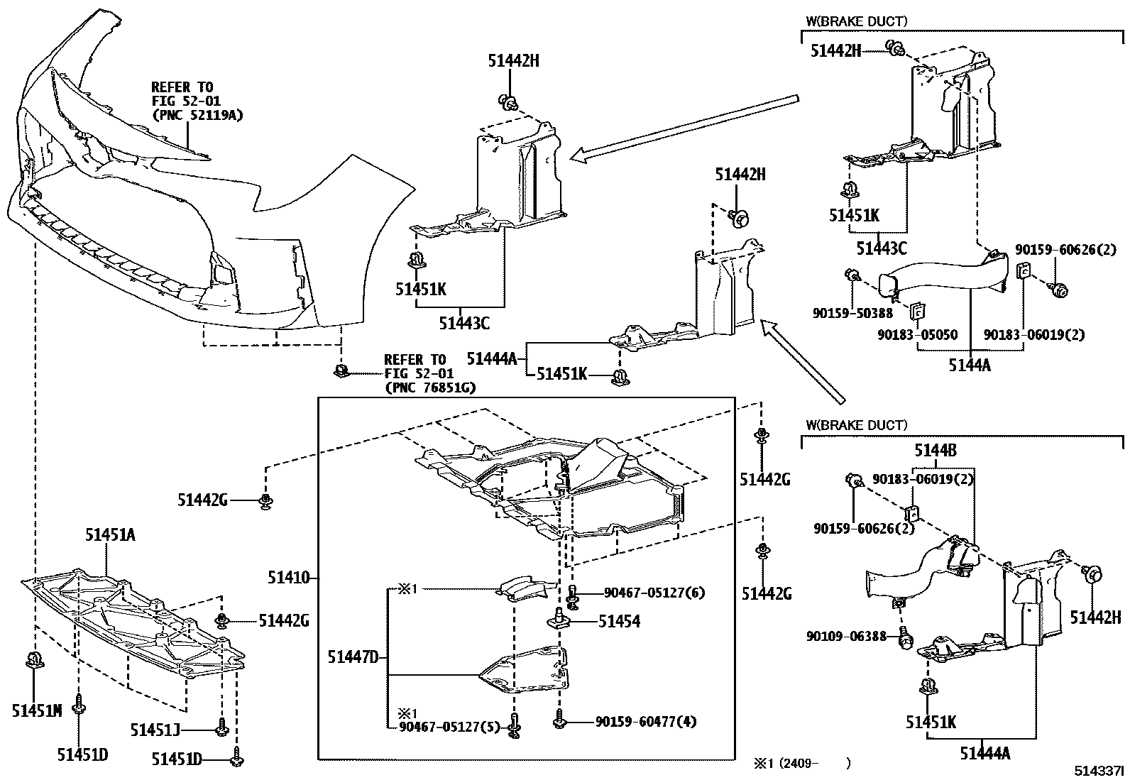 Toyota COROLLA 悬架横梁和发动机底罩 EPC diagram — 514337I