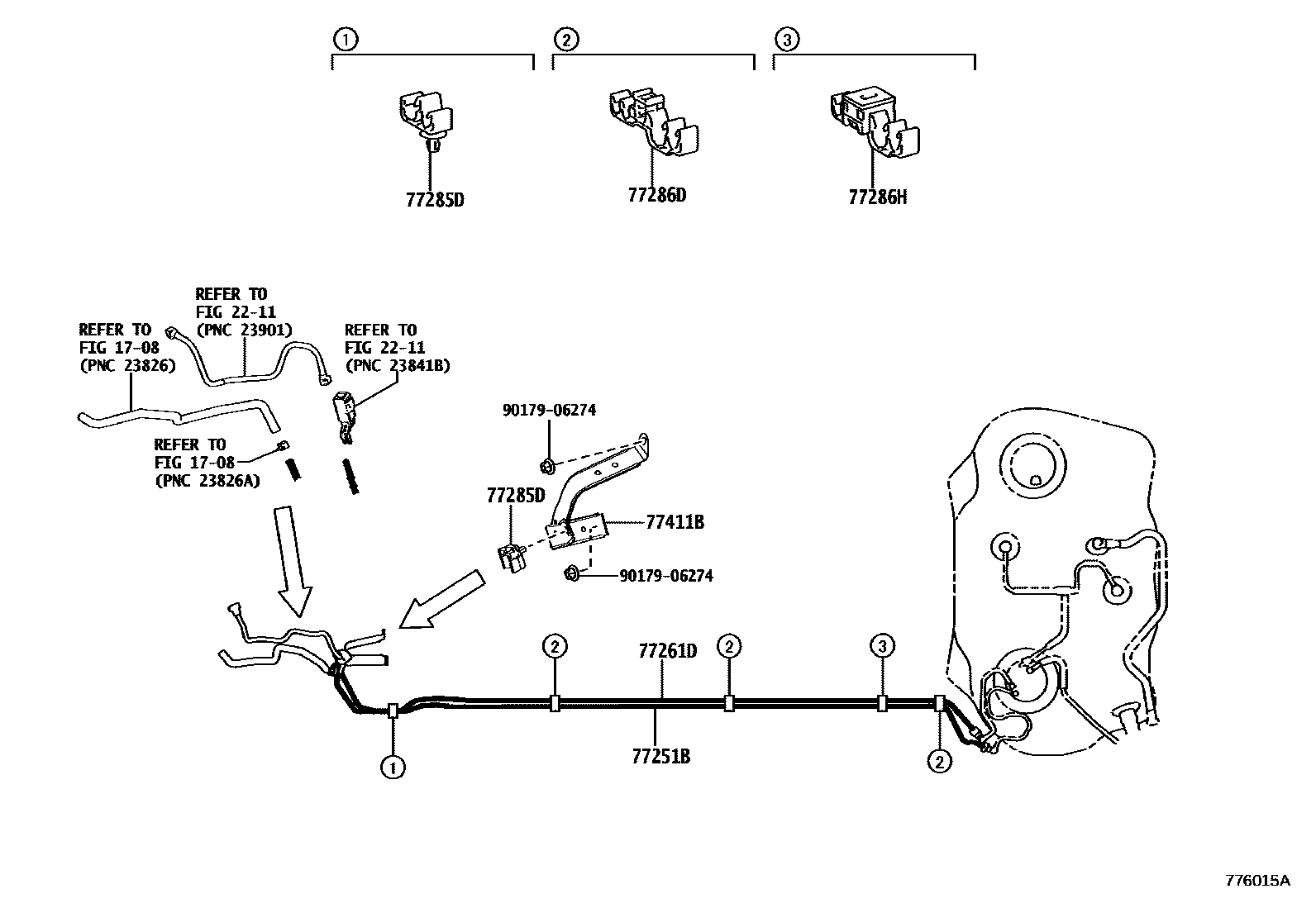 Toyota COROLLA 燃油箱和燃油管 EPC diagram — 776015A