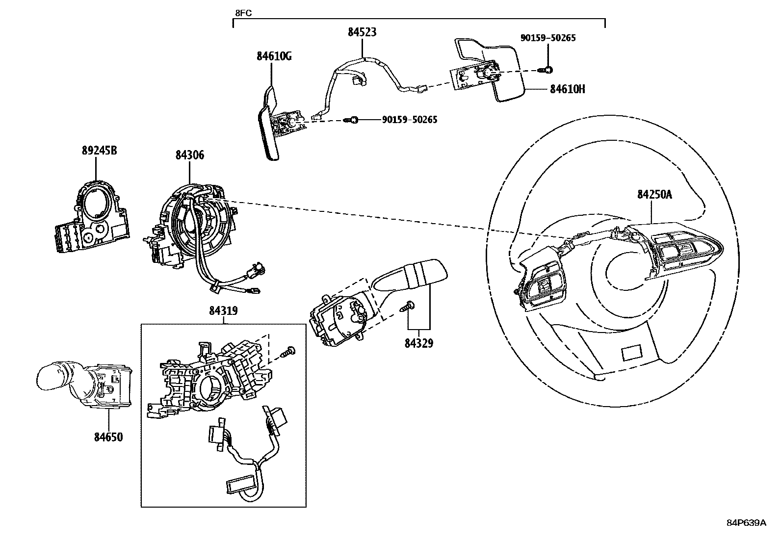 Toyota COROLLA 开关和继电器和ECU EPC diagram — 84P639A