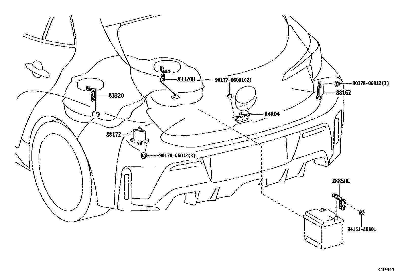 Toyota COROLLA 开关和继电器和ECU EPC diagram — 84P641