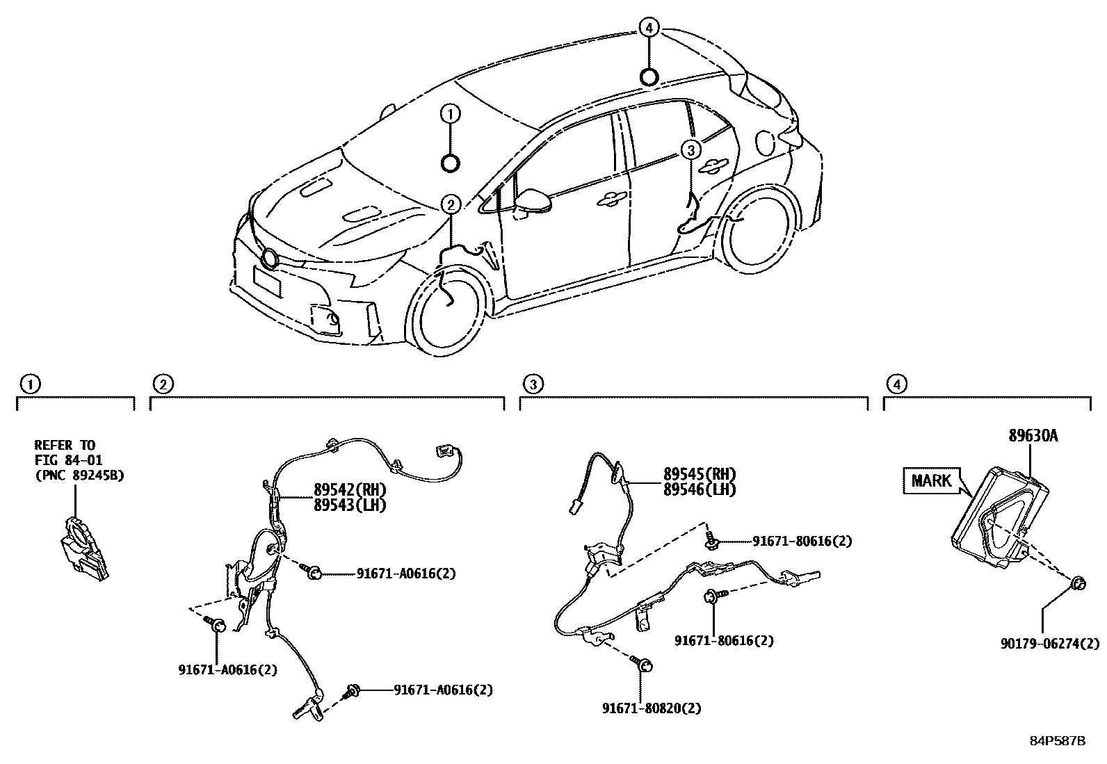 Toyota COROLLA ABS 和 VSC EPC diagram — 84P587B