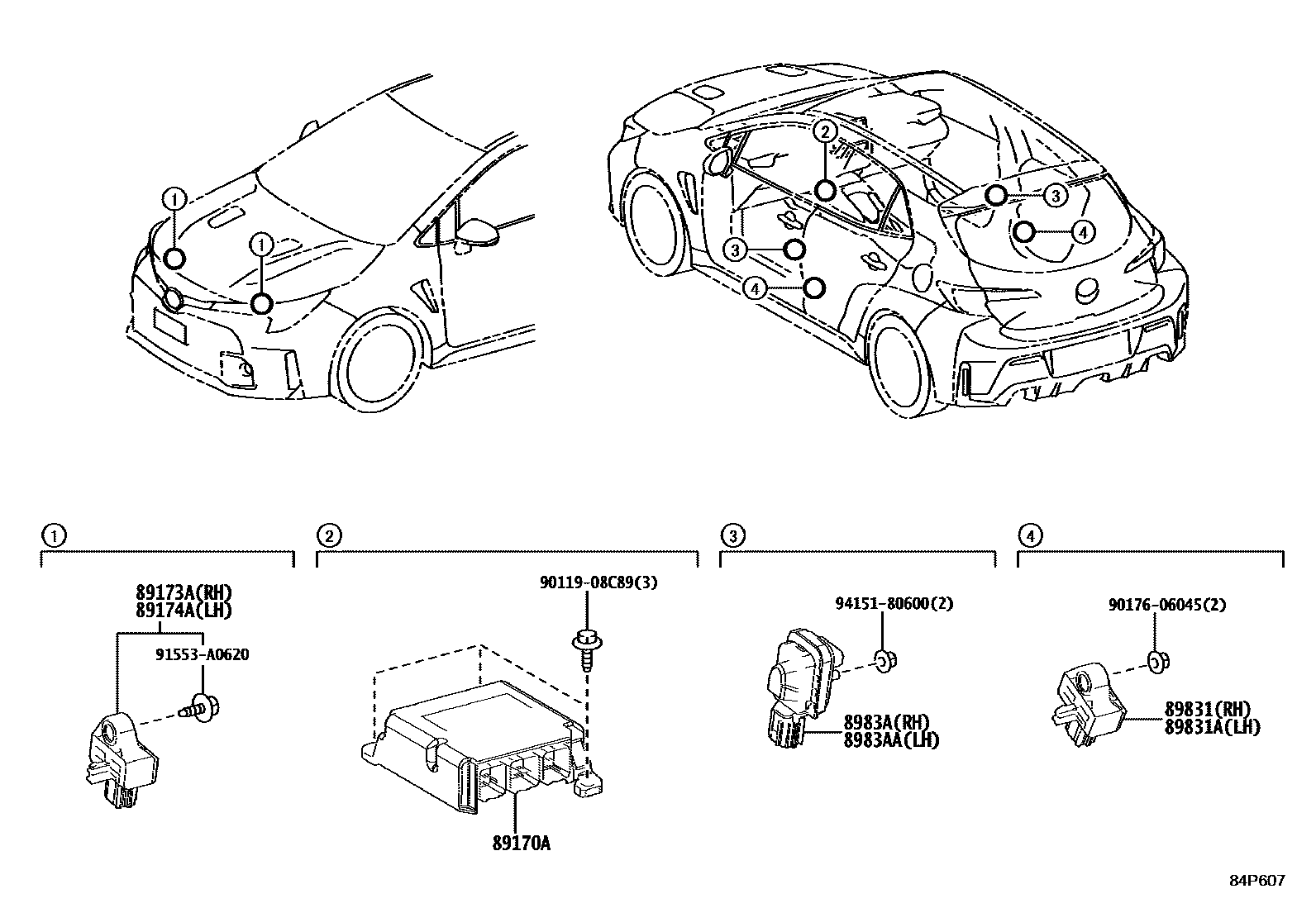 Toyota COROLLA 空气囊 EPC diagram — 84P607