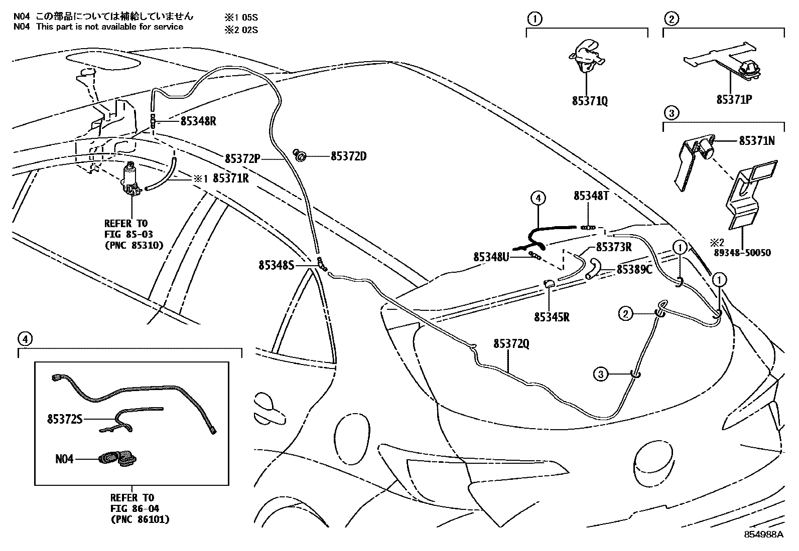 Toyota COROLLA 后清洗器 EPC diagram — 854988A