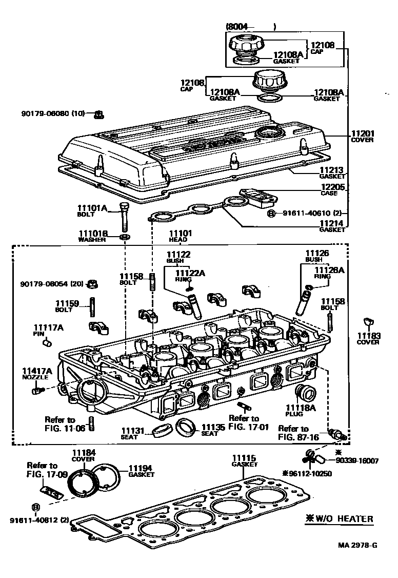 Toyota COROLLA Cylinder Head EPC diagram — MA2978G