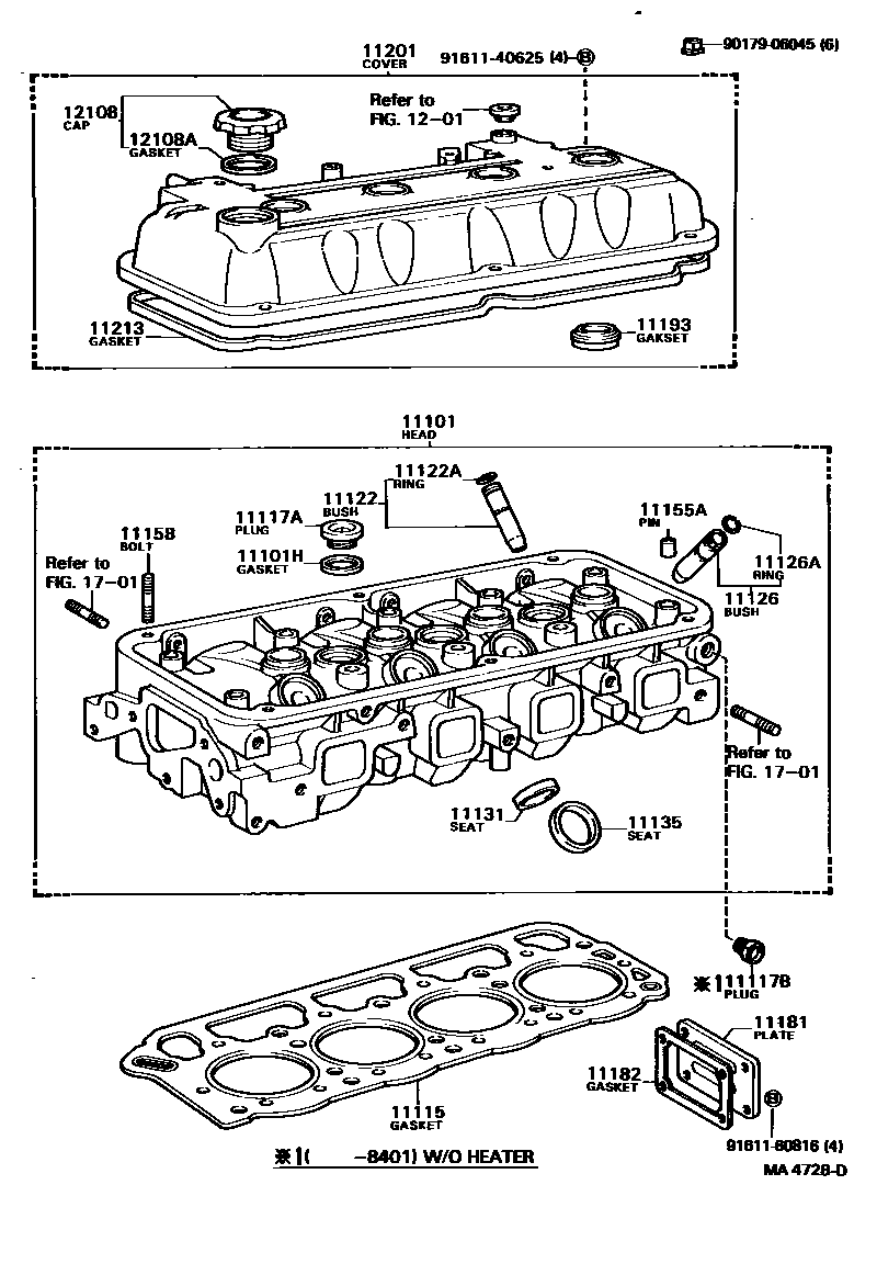 Toyota COROLLA Cylinder Head EPC diagram — MA4728D