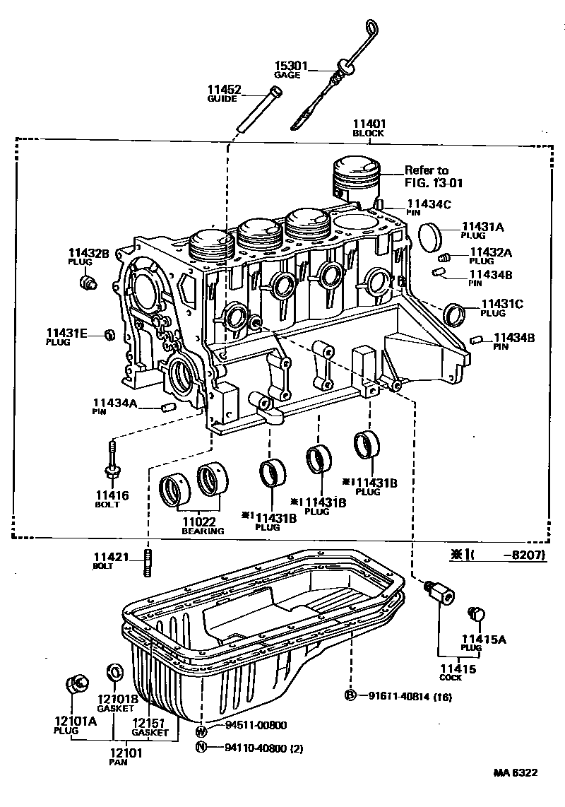 Toyota COROLLA Cylinder Block EPC diagram — MA6322
