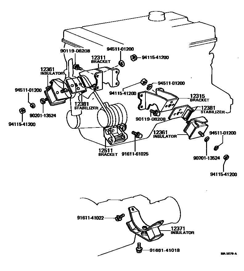 Toyota COROLLA Engine Mounting EPC diagram — MA5079A