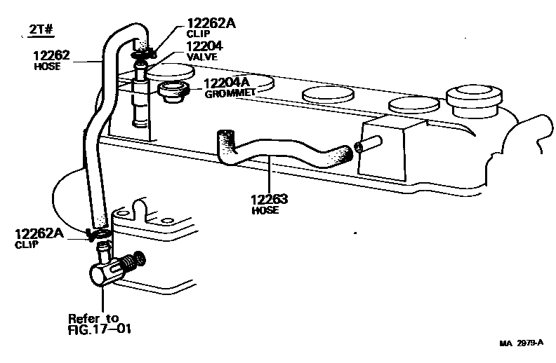 Toyota COROLLA Ventilation Hose EPC diagram — MA2979A