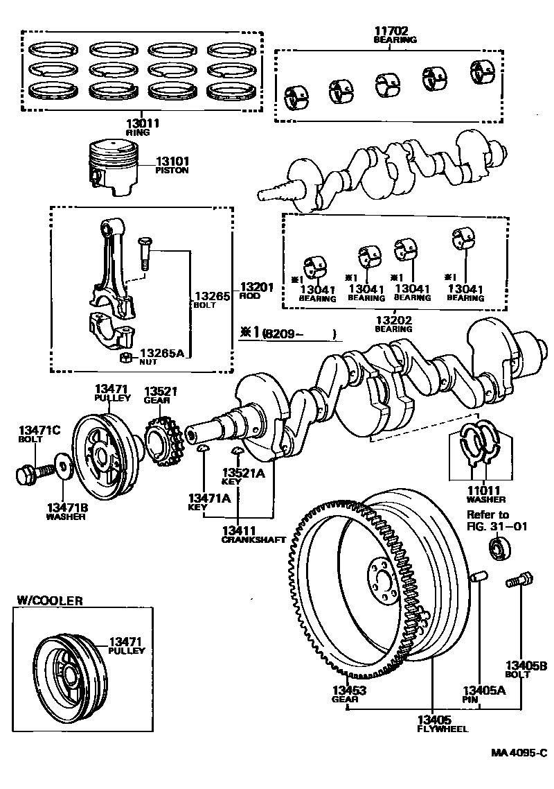Toyota COROLLA Crankshaft & Piston EPC diagram — MA4095C