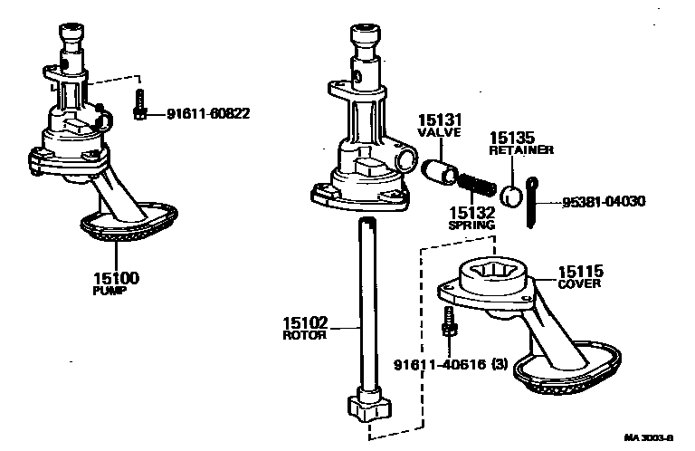 Toyota COROLLA Engine Oil Pump EPC diagram — MA3003B