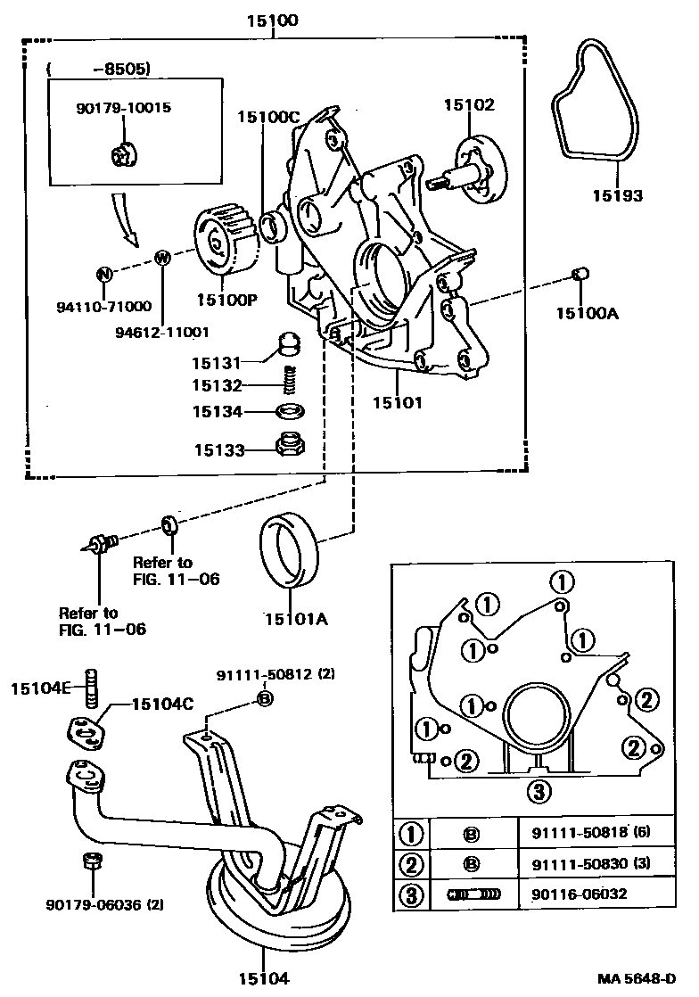 Toyota COROLLA Engine Oil Pump EPC diagram — MA5648D