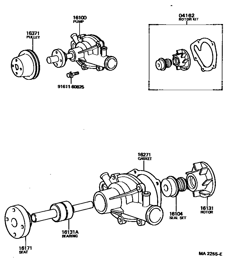 Toyota COROLLA Water Pump EPC diagram — MA2255E