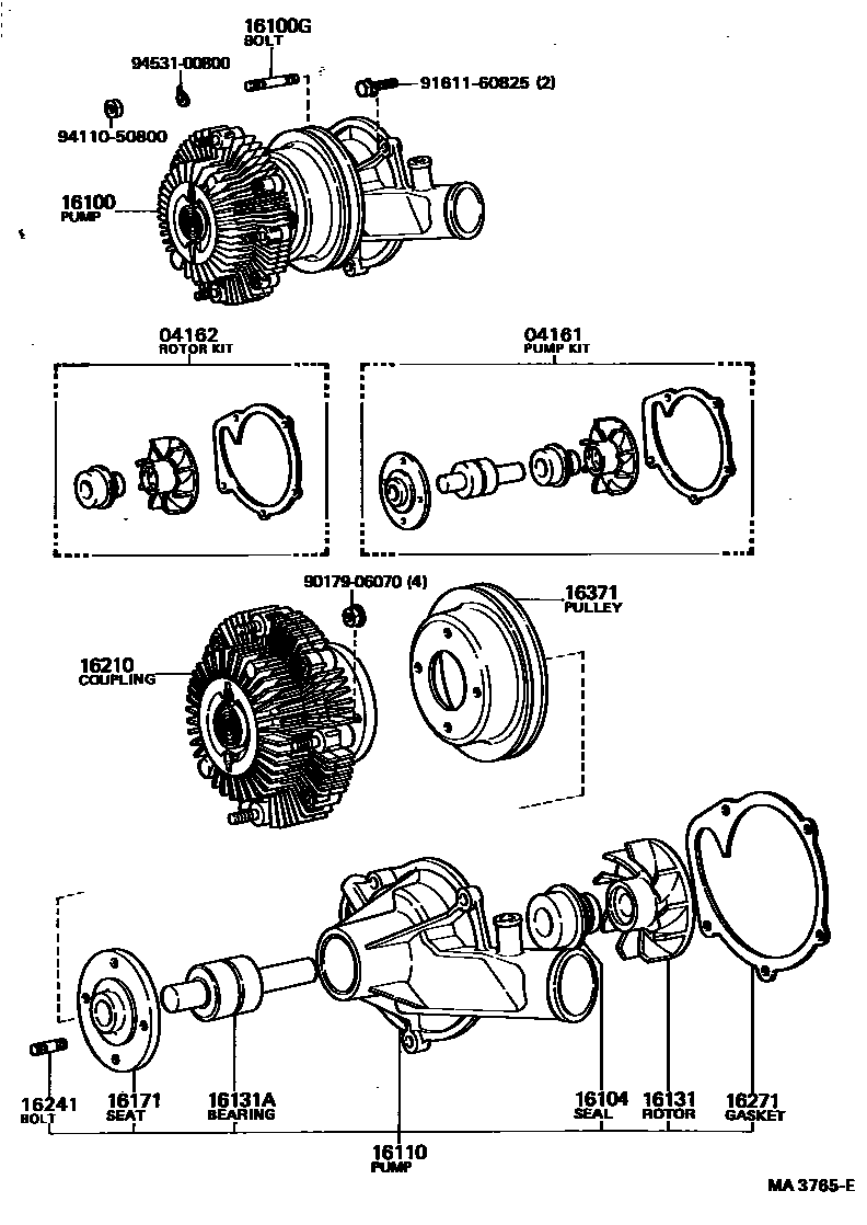 Toyota COROLLA Water Pump EPC diagram — MA3765E