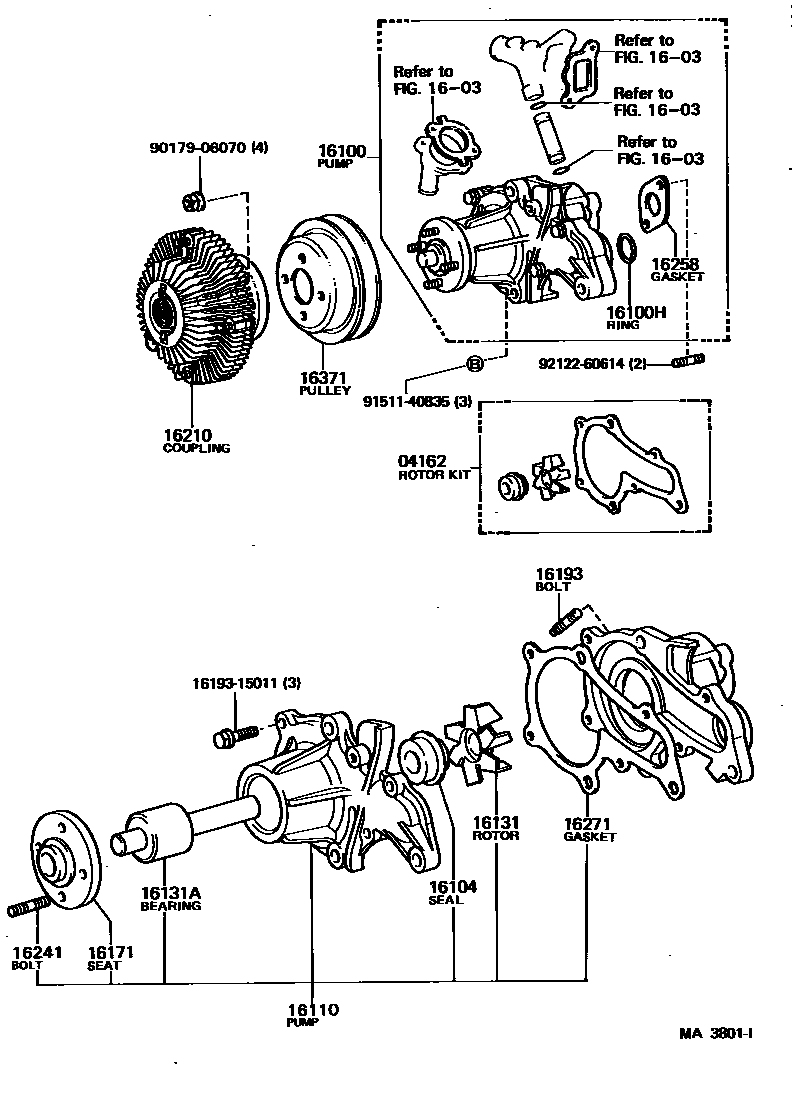 Toyota COROLLA Water Pump EPC diagram — MA3801I