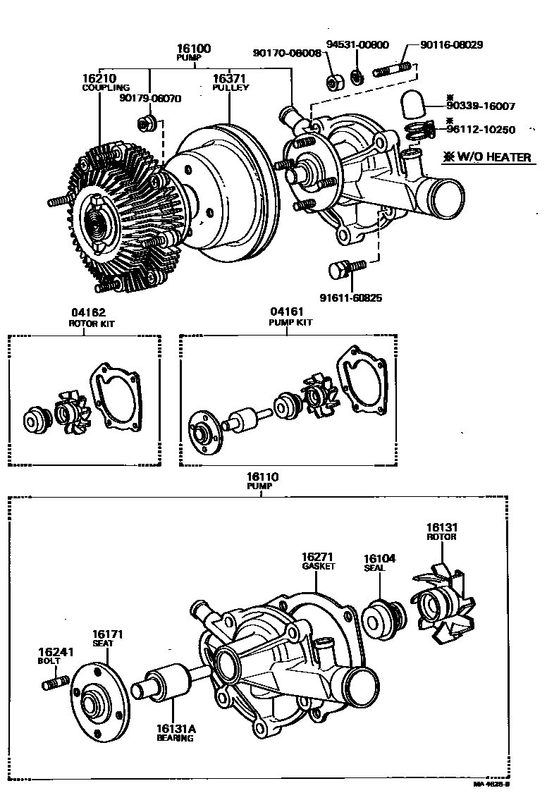 Toyota COROLLA Water Pump EPC diagram — MA4628E