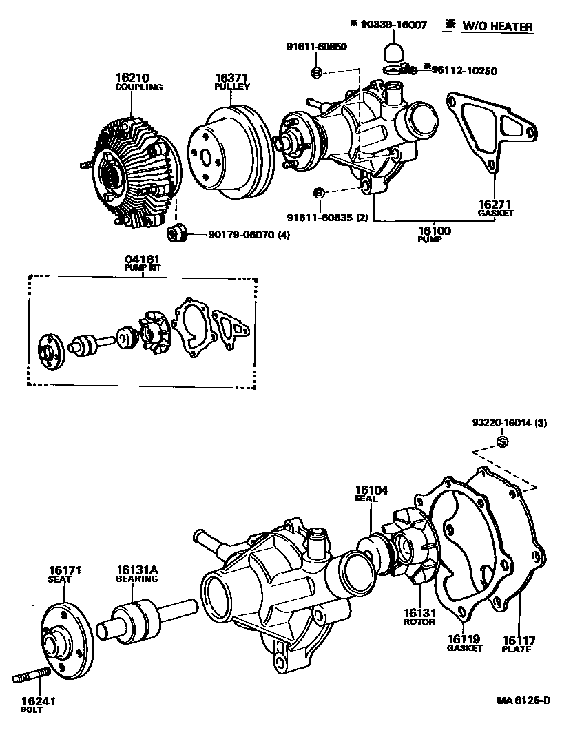 Toyota COROLLA Water Pump EPC diagram — MA6126D